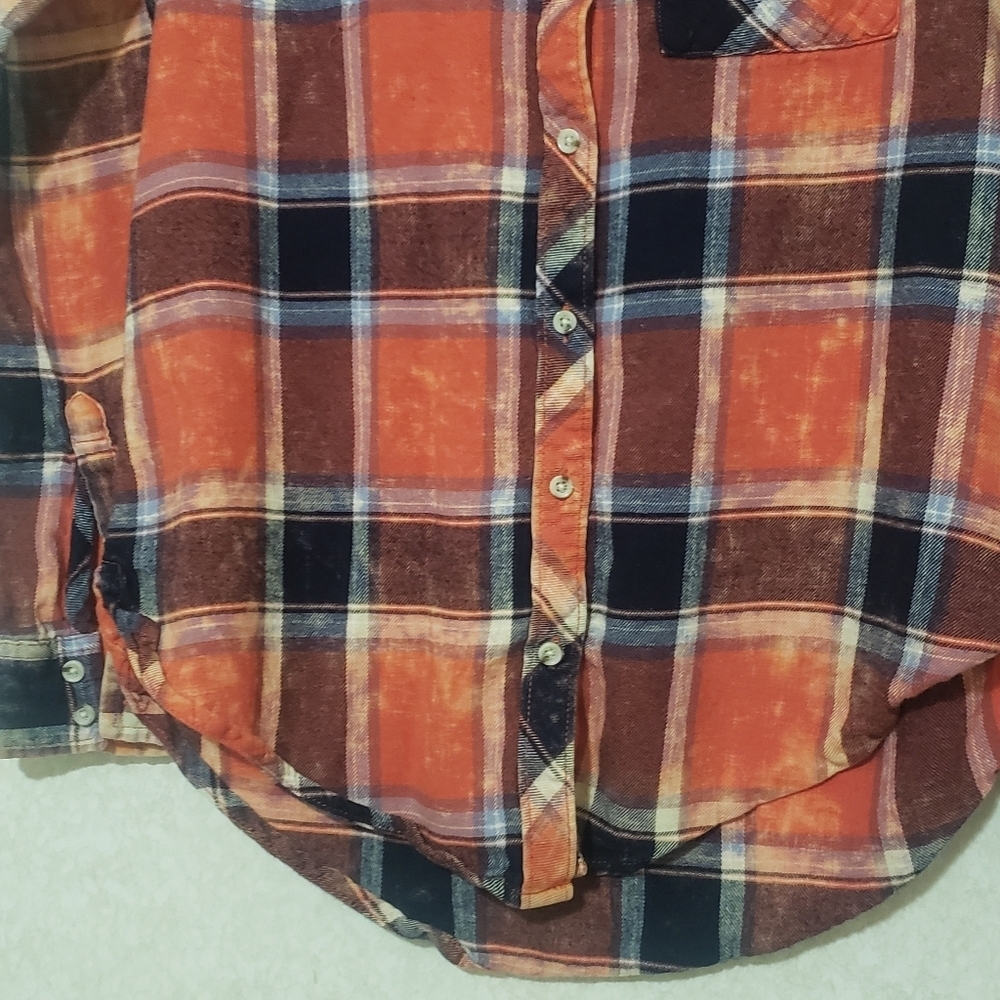 ARIZONA ...ORANGE Plaid Button-Up Shirt...SIZE:SMALL - Picture 7 of 10